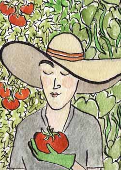 "Madame Gardener" by Claire Manasarian, Madison WI - Watercolor, SOLD